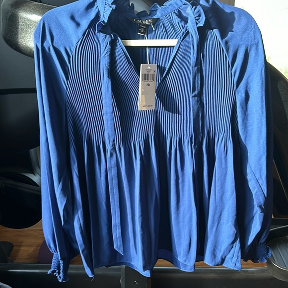 Ralph Lauren Tops - Lauren Ralph Lauren Petites Royal Blue Smocked Blouse Petite Medium